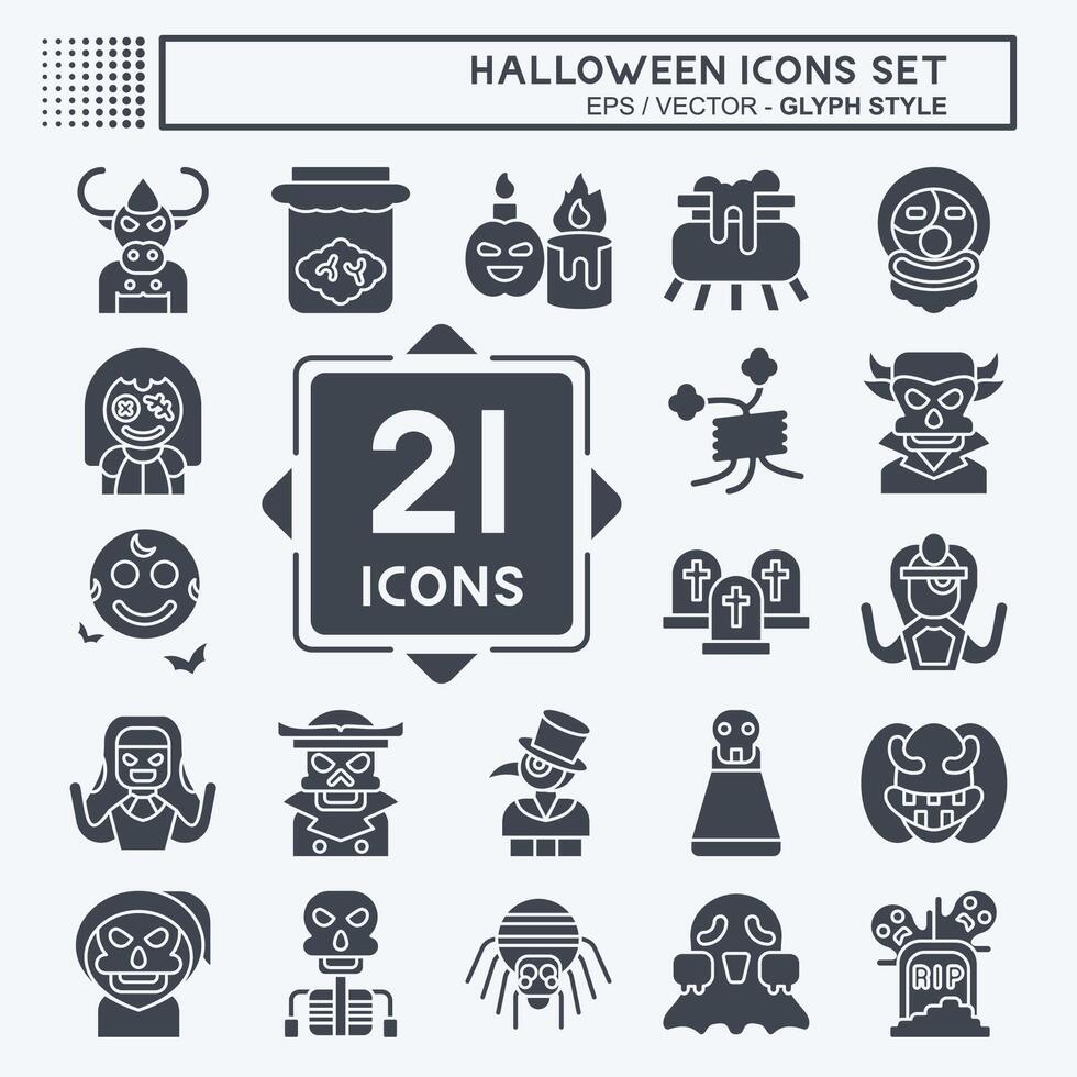 Icon Set Halloween. related to Festival symbol. glyph style. simple design illustration vector
