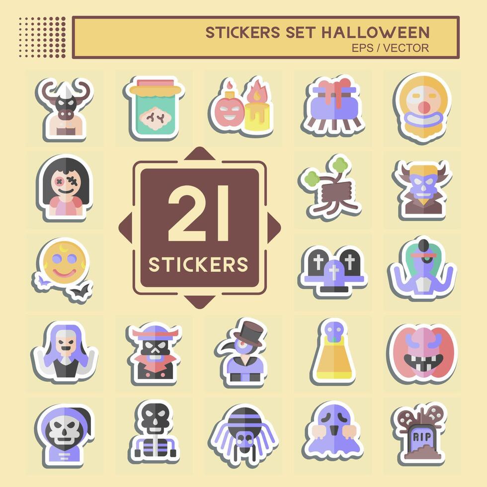 Sticker Set Halloween. related to Festival symbol. simple design illustration vector