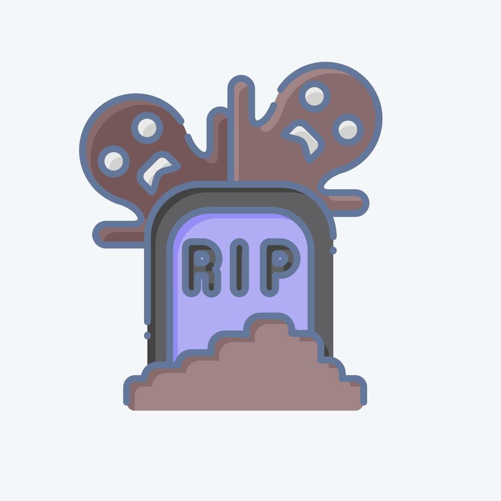 Icon Tomb. related to Halloween symbol. doodle style. simple design illustration vector