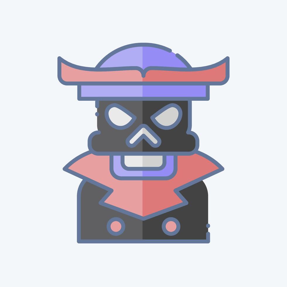Icon Pirate Skeleton. related to Halloween symbol. doodle style. simple design illustration vector