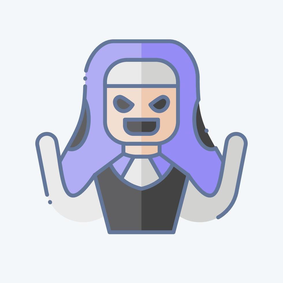 Icon Nun. related to Halloween symbol. doodle style. simple design illustration vector