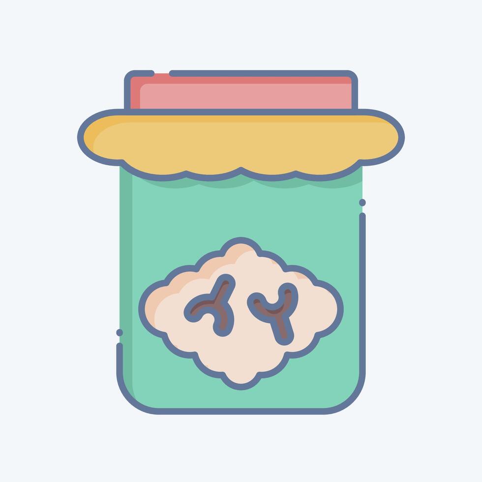 Icon Brain Jar. related to Halloween symbol. doodle style. simple design illustration vector