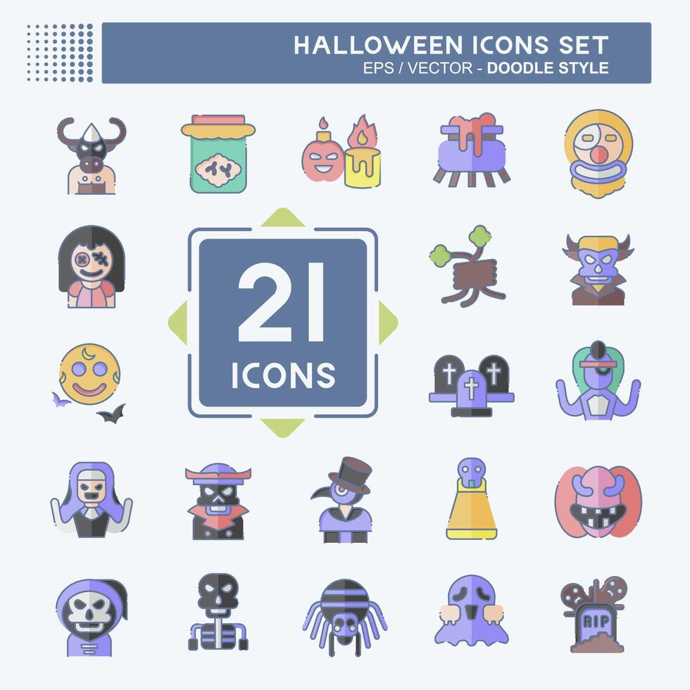 Icon Set Halloween. related to Festival symbol. doodle style. simple design illustration vector