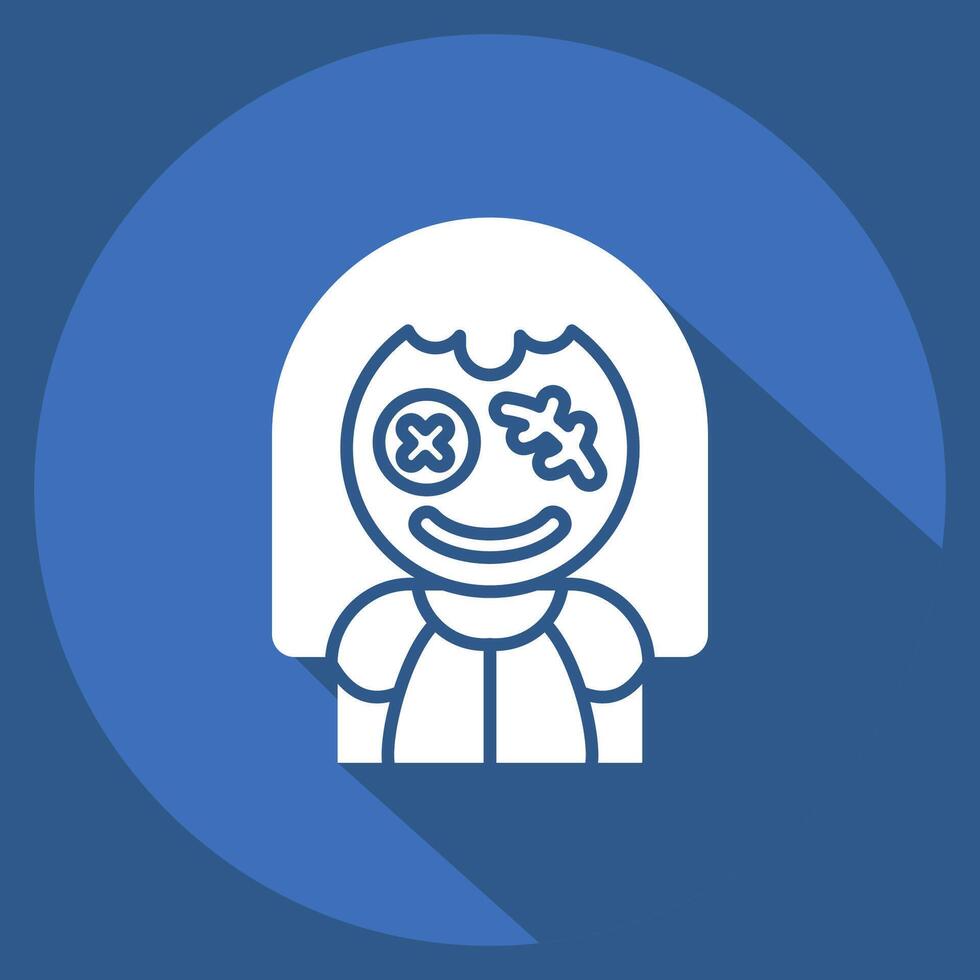 Icon Cursed Doll. related to Halloween symbol. long shadow style. simple design illustration vector