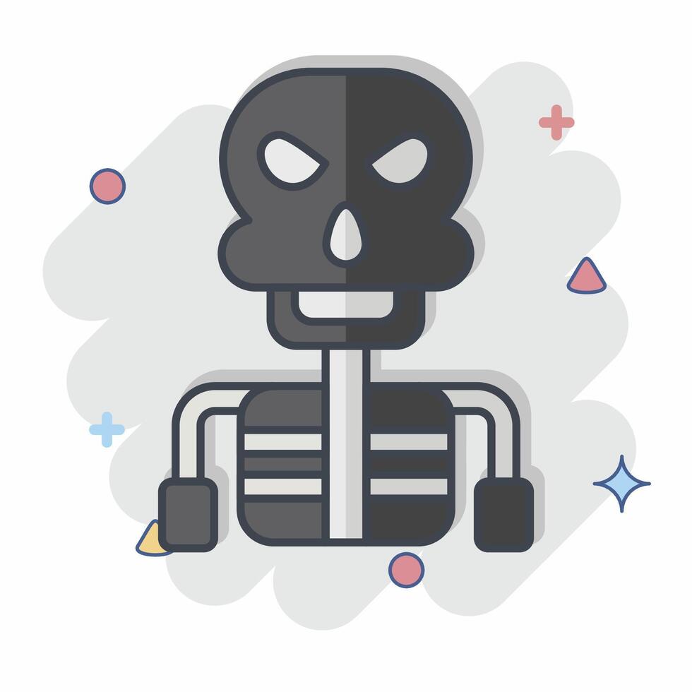 Icon Skeleton. related to Halloween symbol. comic style. simple design illustration vector