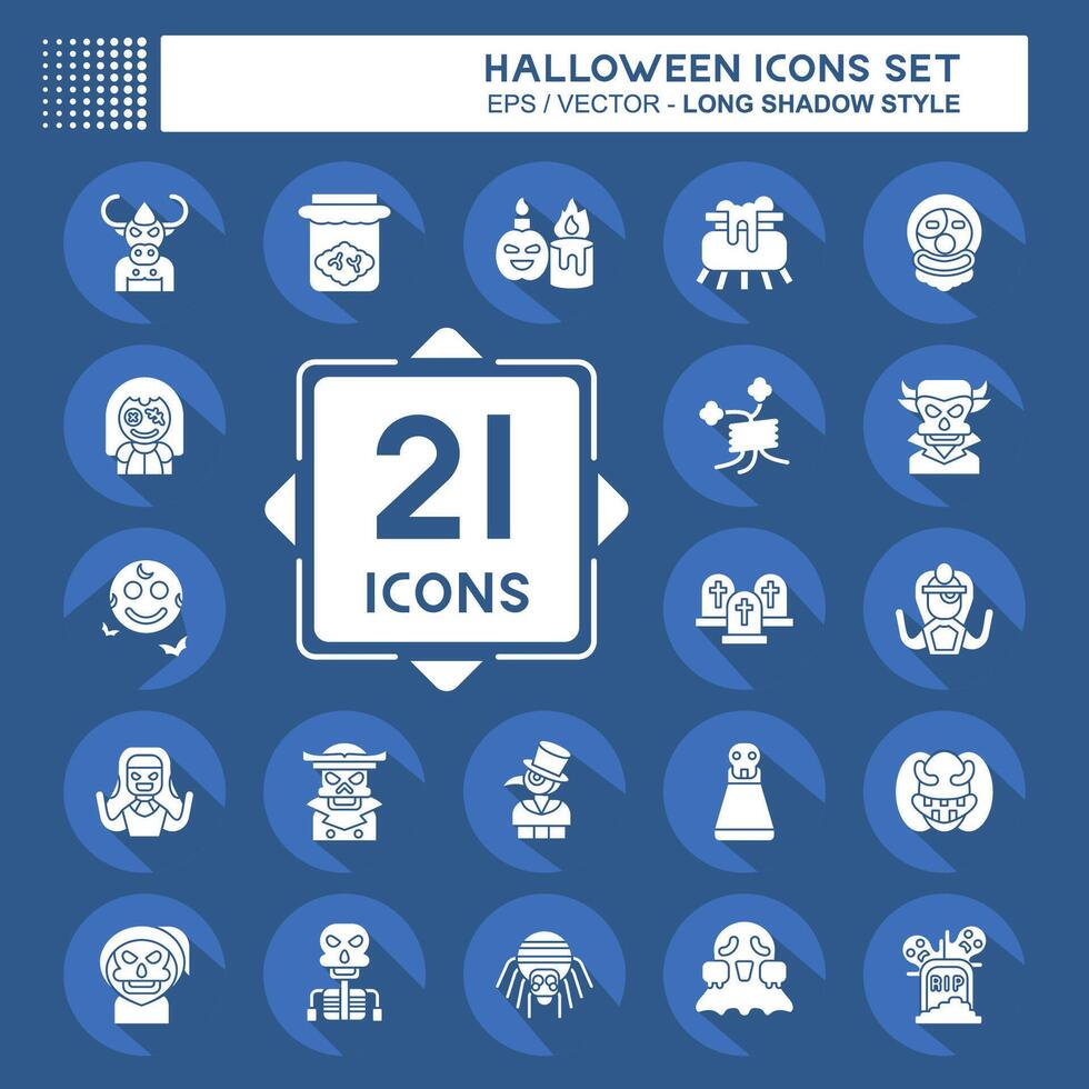Icon Set Halloween. related to Festival symbol. long shadow style. simple design illustration vector