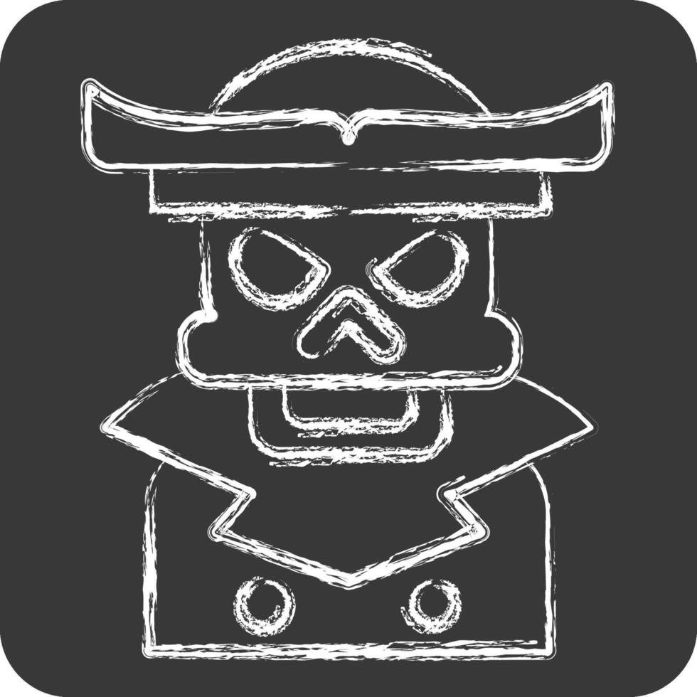 Icon Pirate Skeleton. related to Halloween symbol. chalk Style. simple design illustration vector