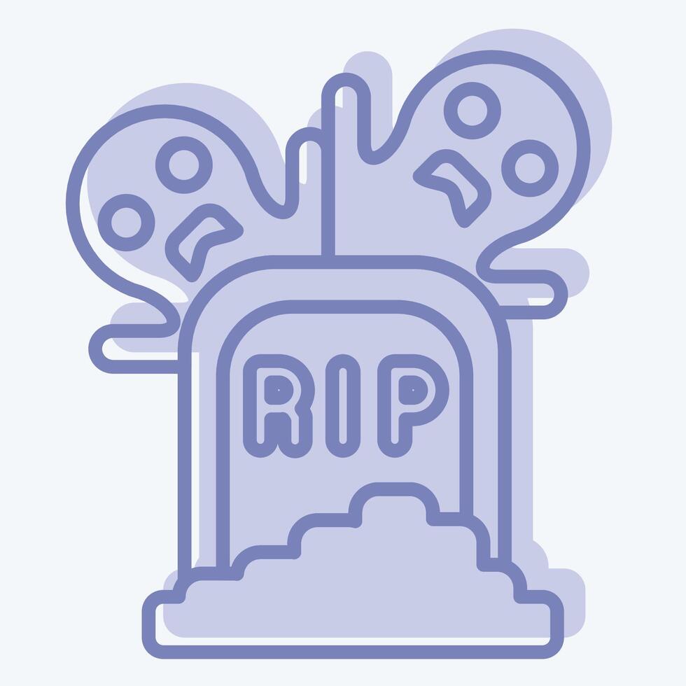 Icon Tomb. related to Halloween symbol. two tone style. simple design illustration vector