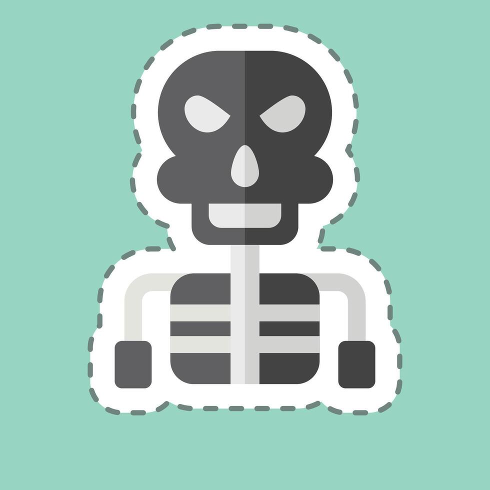Sticker line cut Skeleton. related to Halloween symbol. simple design illustration vector