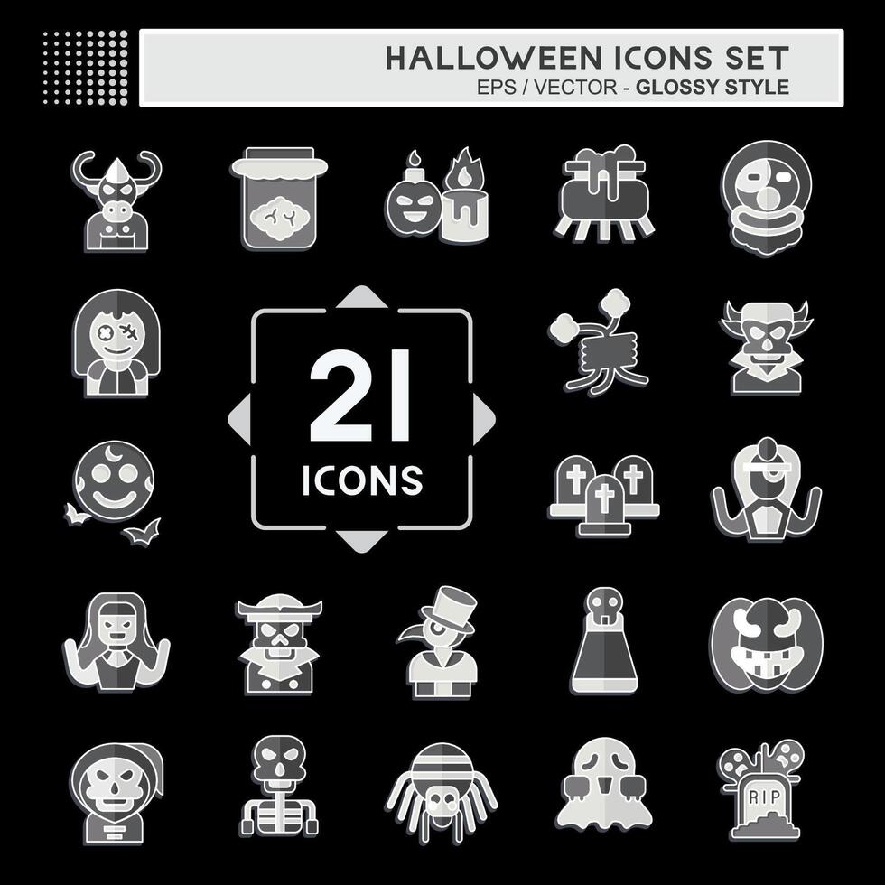 Icon Set Halloween. related to Festival symbol. glossy style. simple design illustration vector
