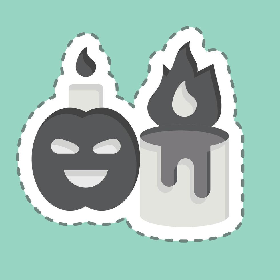 Sticker line cut Candle. related to Halloween symbol. simple design illustration vector