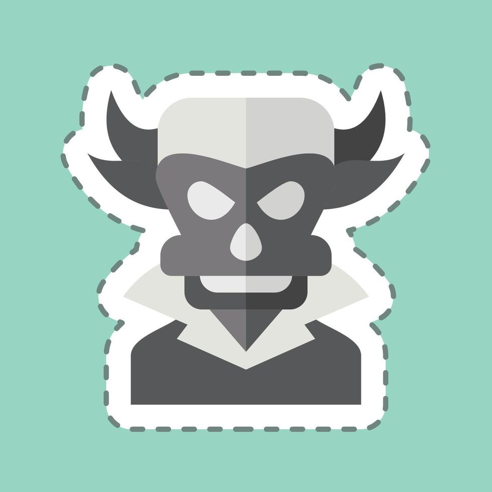 Sticker line cut Evil. related to Halloween symbol. simple design illustration vector