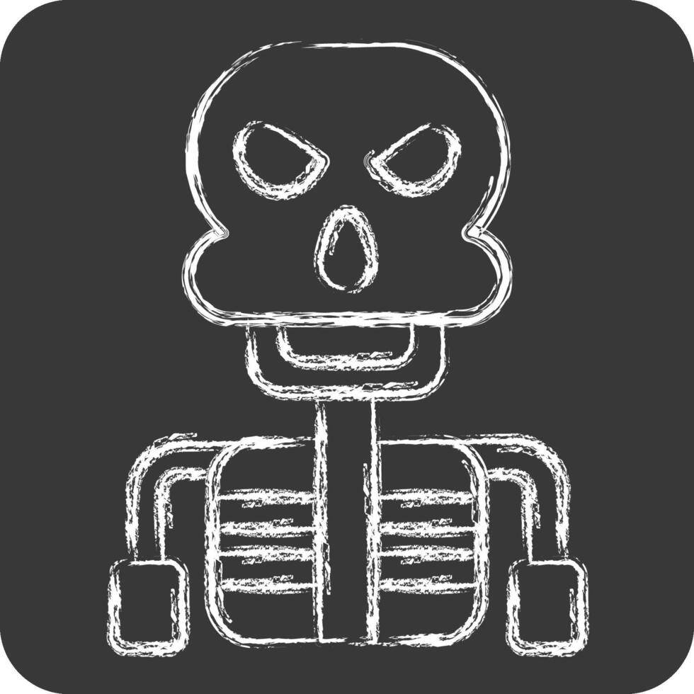 Icon Skeleton. related to Halloween symbol. chalk Style. simple design illustration vector