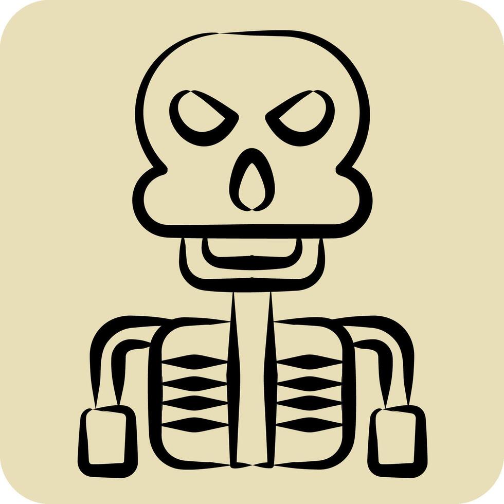 Icon Skeleton. related to Halloween symbol. hand drawn style. simple design illustration vector
