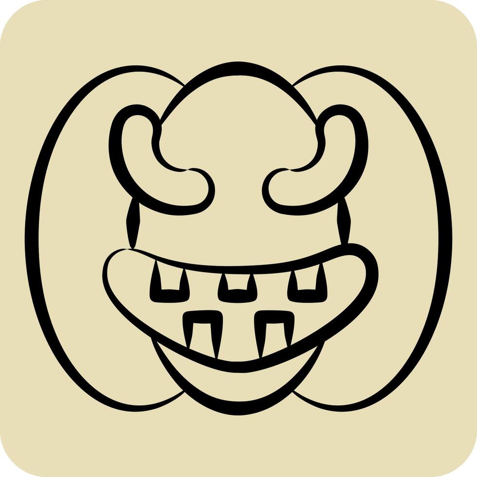 Icon Pumpkin. related to Halloween symbol. hand drawn style. simple design illustration vector