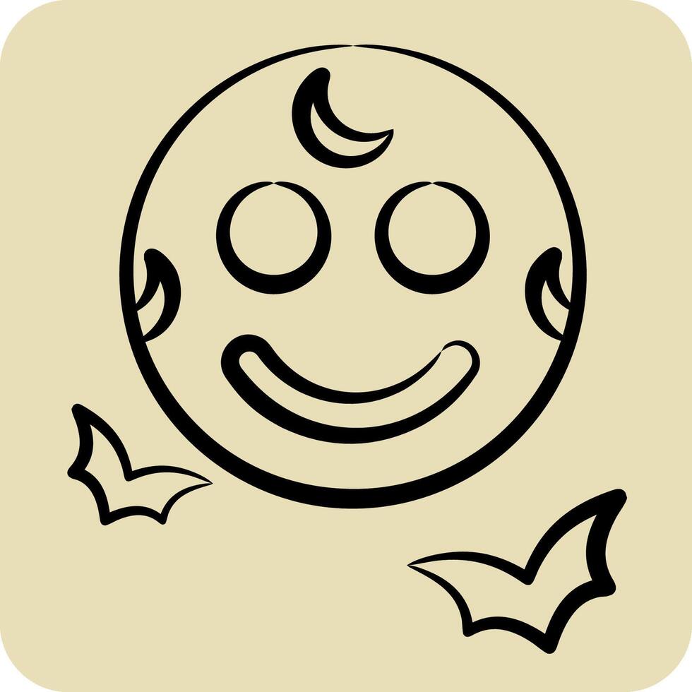 Icon Full Moon. related to Halloween symbol. hand drawn style. simple design illustration vector