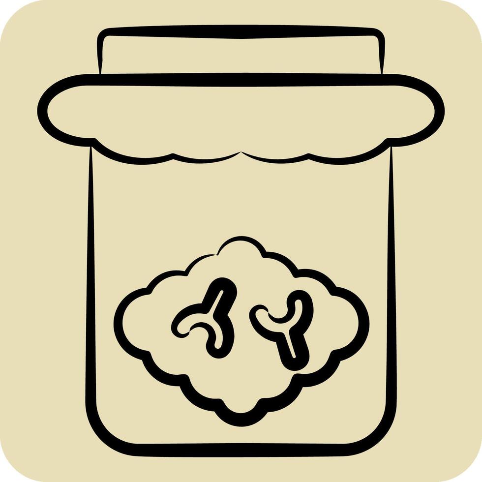 Icon Brain Jar. related to Halloween symbol. hand drawn style. simple design illustration vector