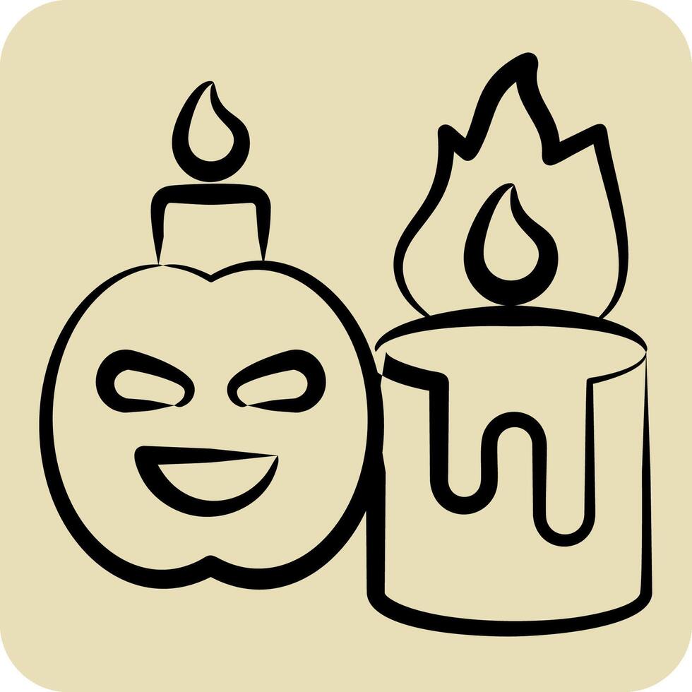 Icon Candle. related to Halloween symbol. hand drawn style. simple design illustration vector