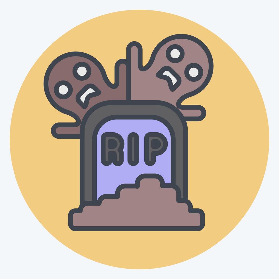 Icon Tomb. related to Halloween symbol. color mate style. simple design illustration vector