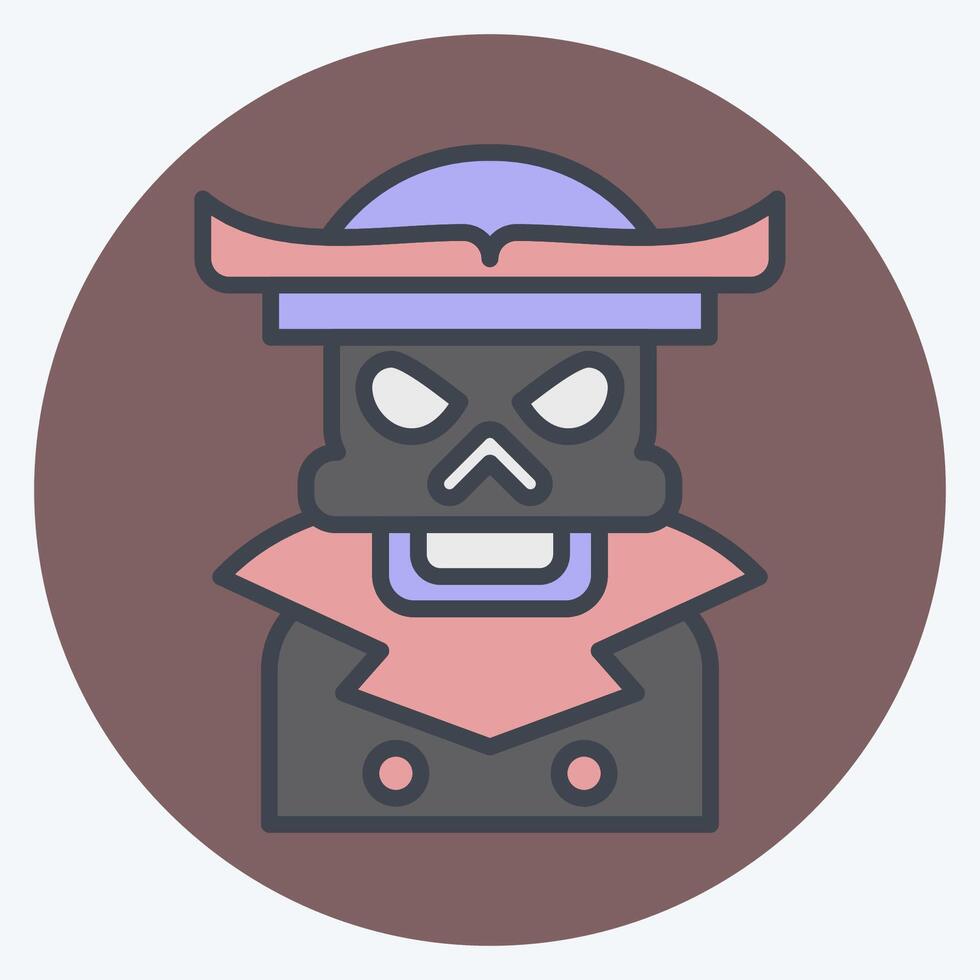 Icon Pirate Skeleton. related to Halloween symbol. color mate style. simple design illustration vector