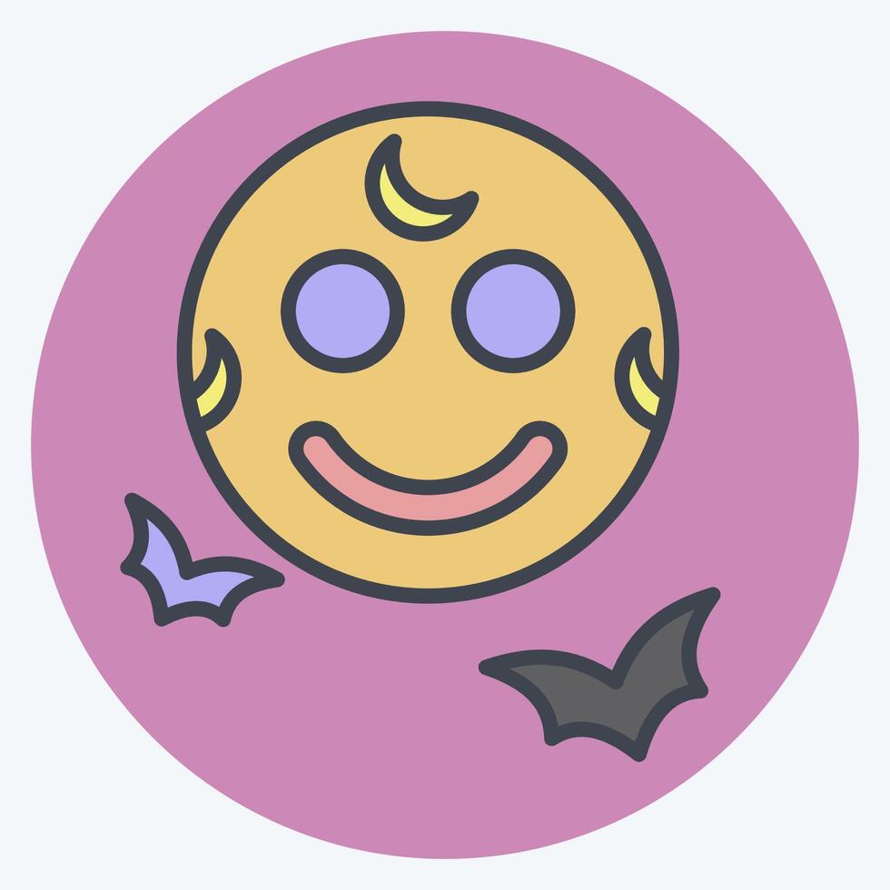 Icon Full Moon. related to Halloween symbol. color mate style. simple design illustration vector