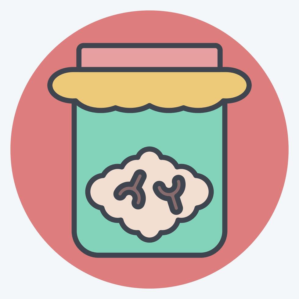 Icon Brain Jar. related to Halloween symbol. color mate style. simple design illustration vector