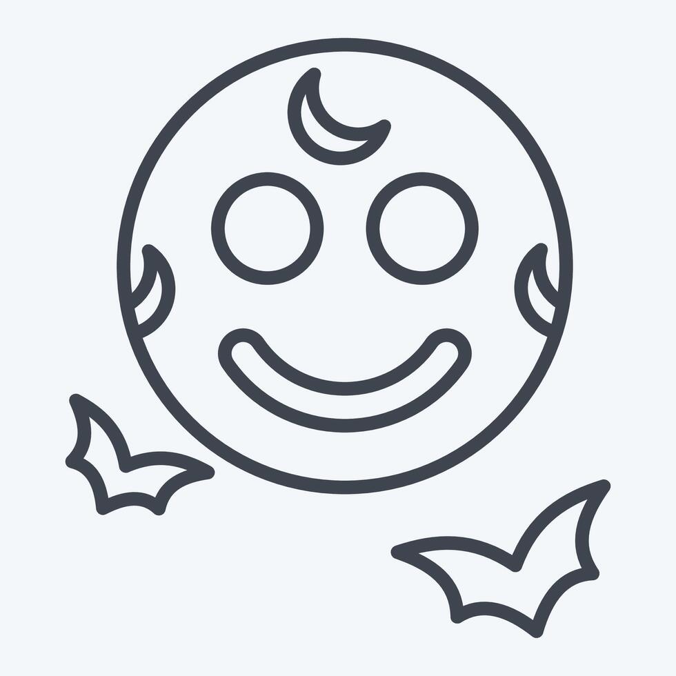 Icon Full Moon. related to Halloween symbol. line style. simple design illustration vector