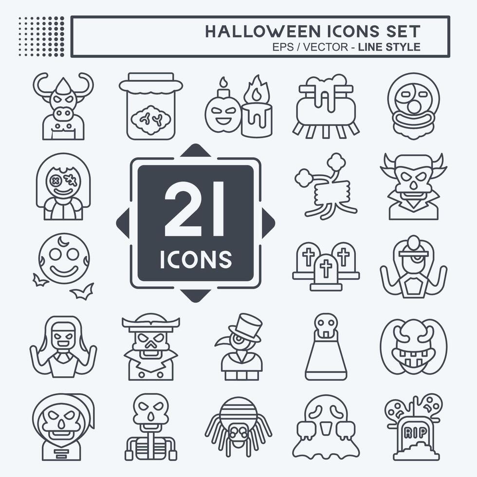 Icon Set Halloween. related to Festival symbol. line style. simple design illustration vector