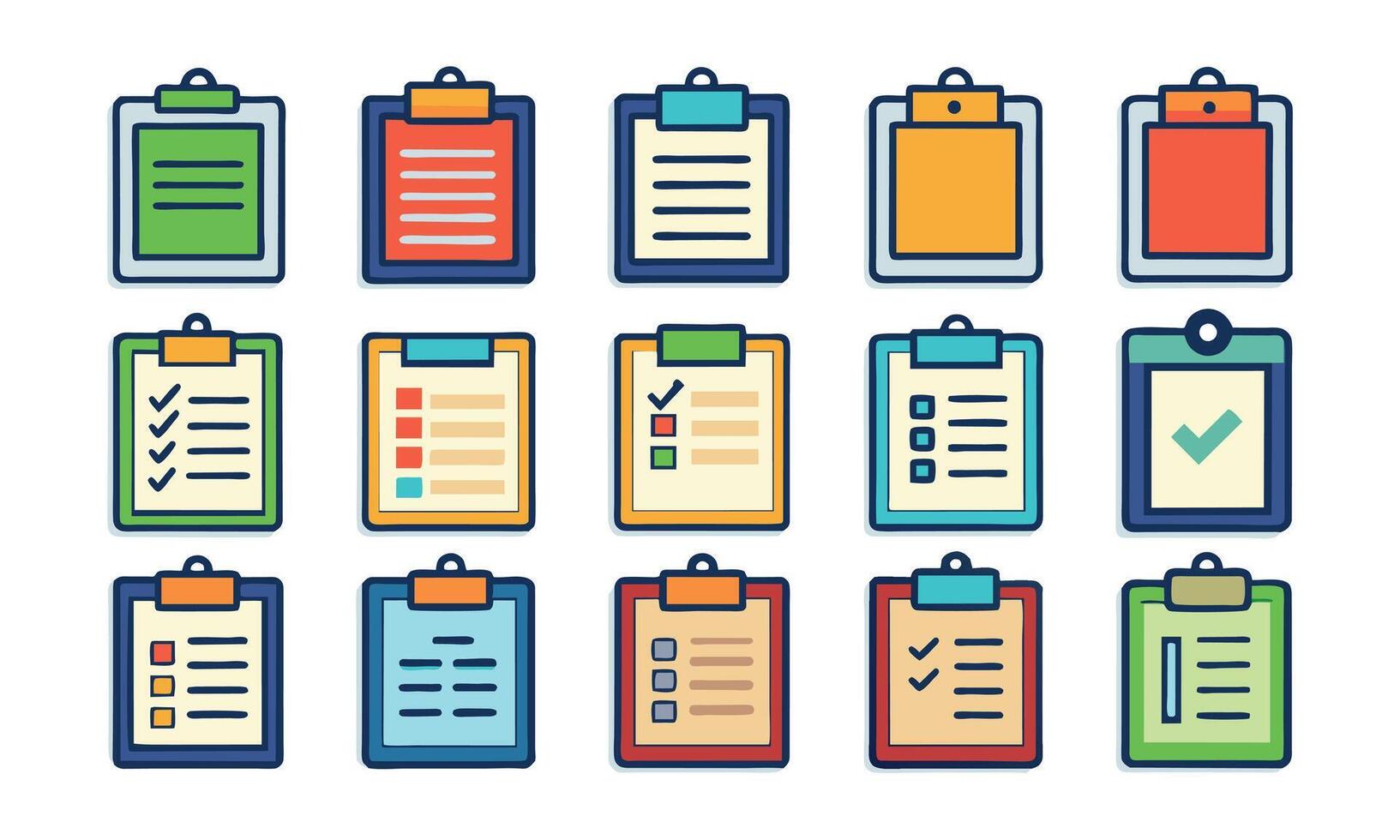 Clipboard checklist report icon set isolated flat pro icon on white background vector
