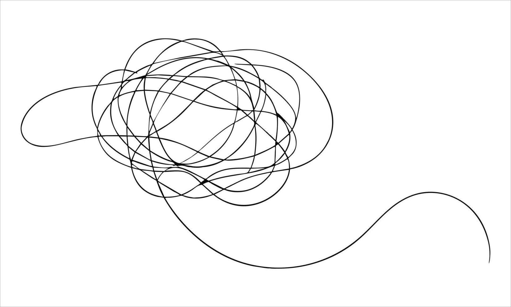 Chaotically tangled one line continuous drawing art on white background vector