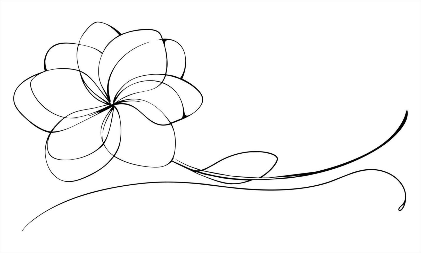 Plumeria flower one line continuous drawing art on white background. vector