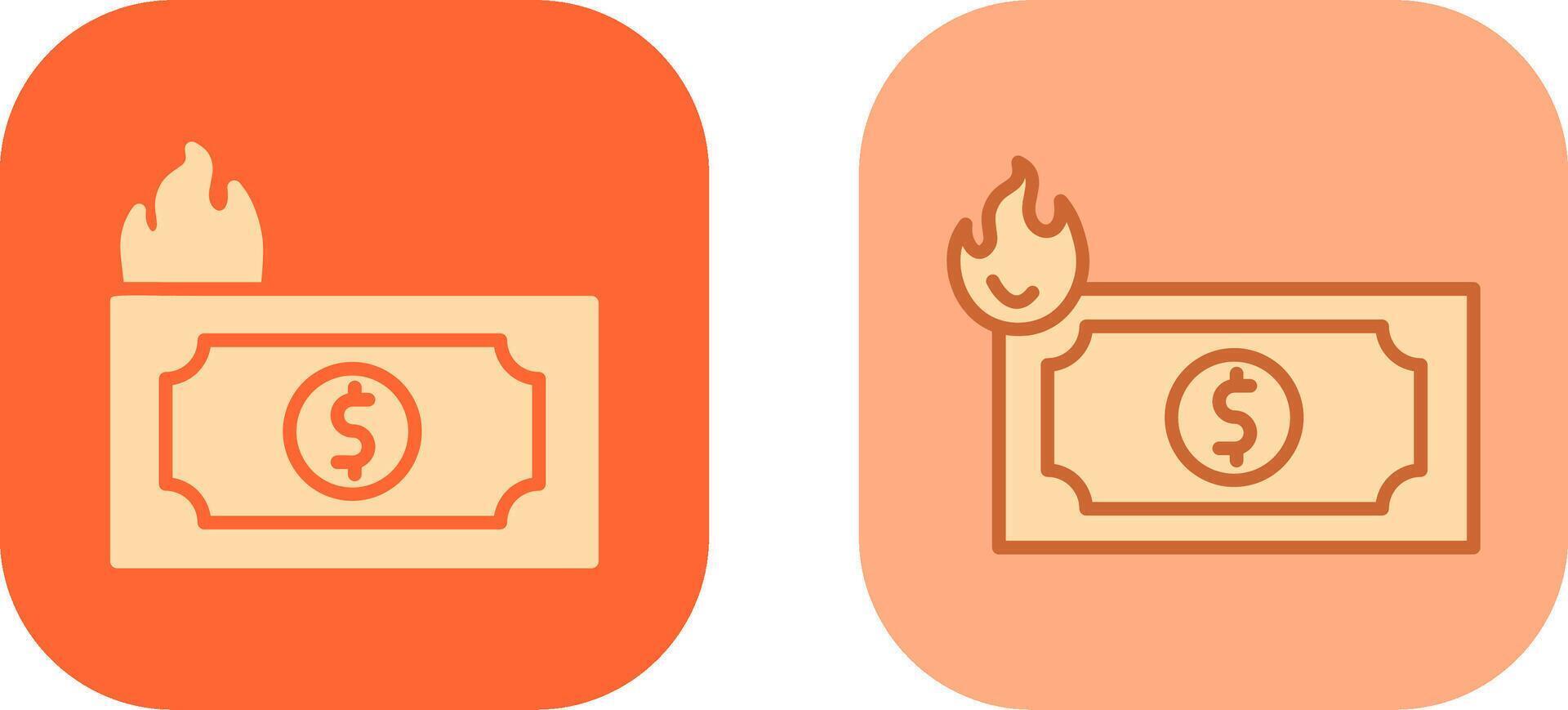 Dollar On Fire Icon vector