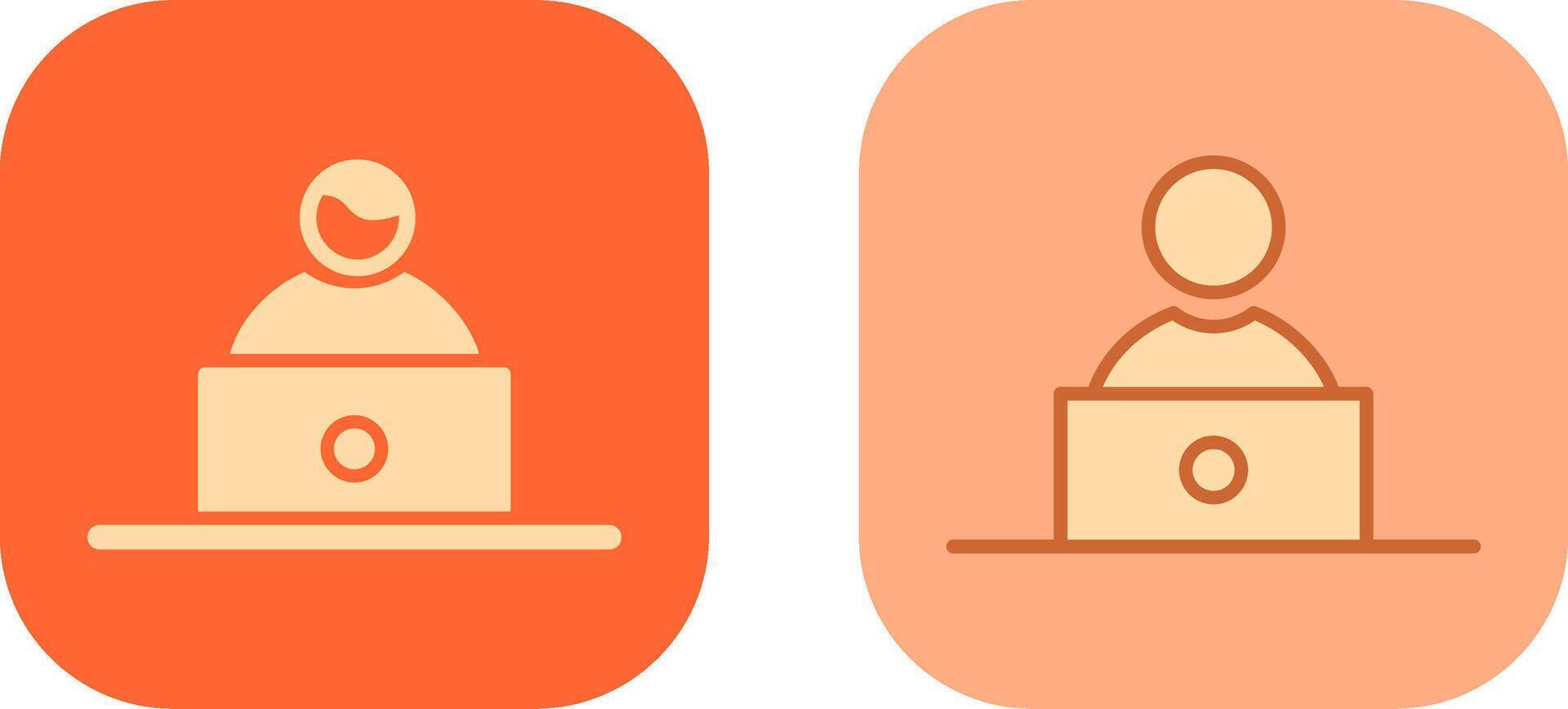 Studying on Laptop Icon vector
