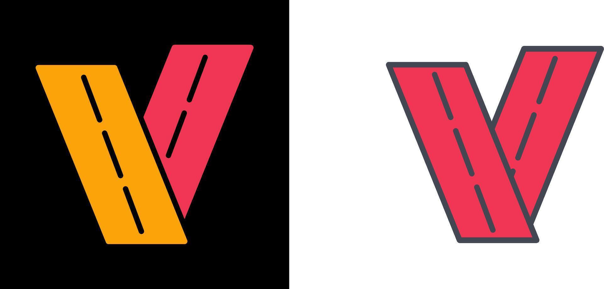 Two Way Road Icon vector
