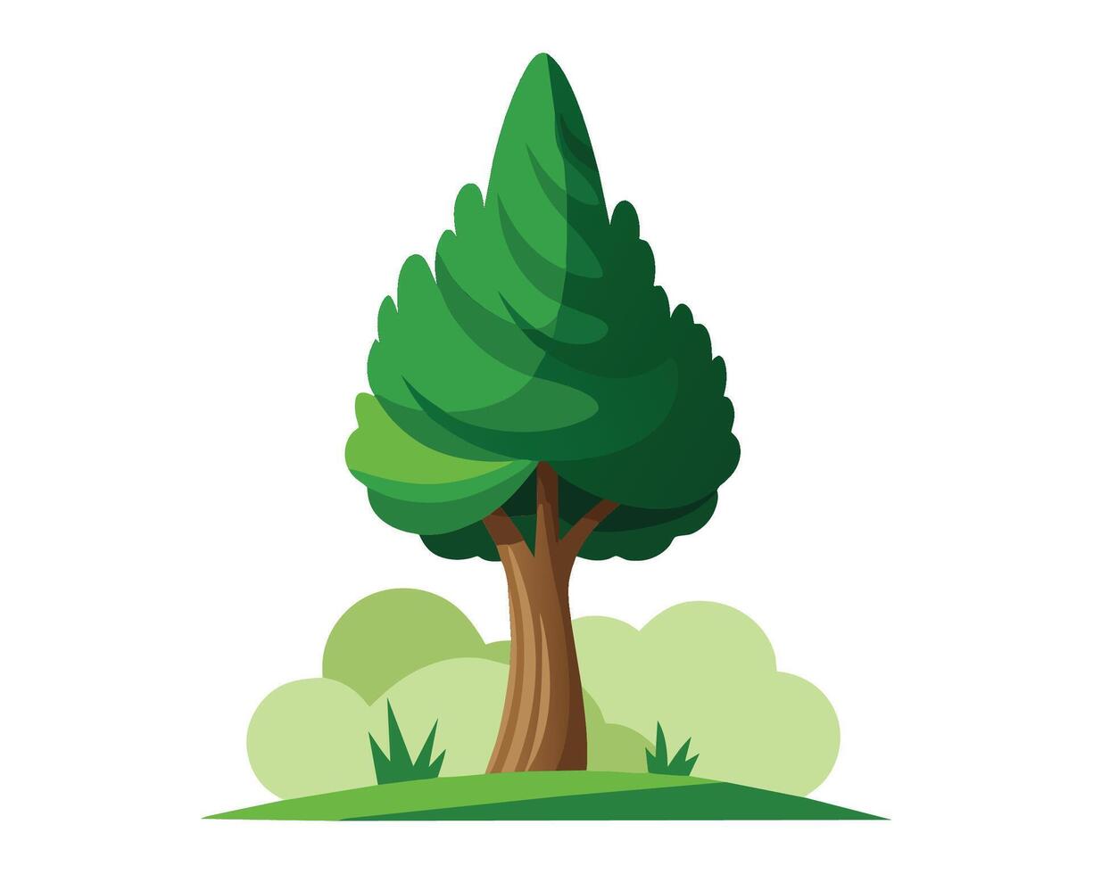 Cypress tree outline isolated flat illustration on white background vector