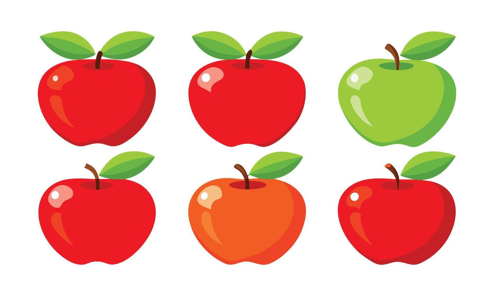 Apple 6 pcs isolated flat illustration on white background. vector