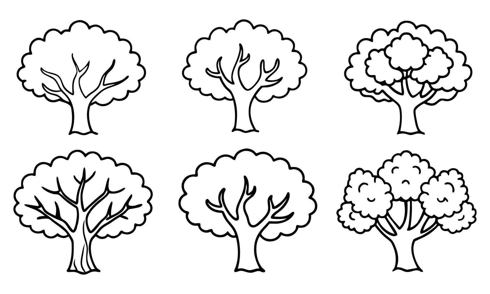 Oak tree outline isolated flat illustration on white background vector