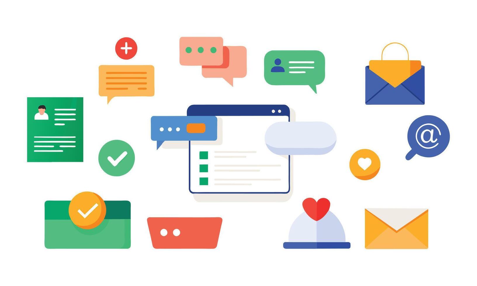 Colorful document editable icons isolated flat illustration on white background vector