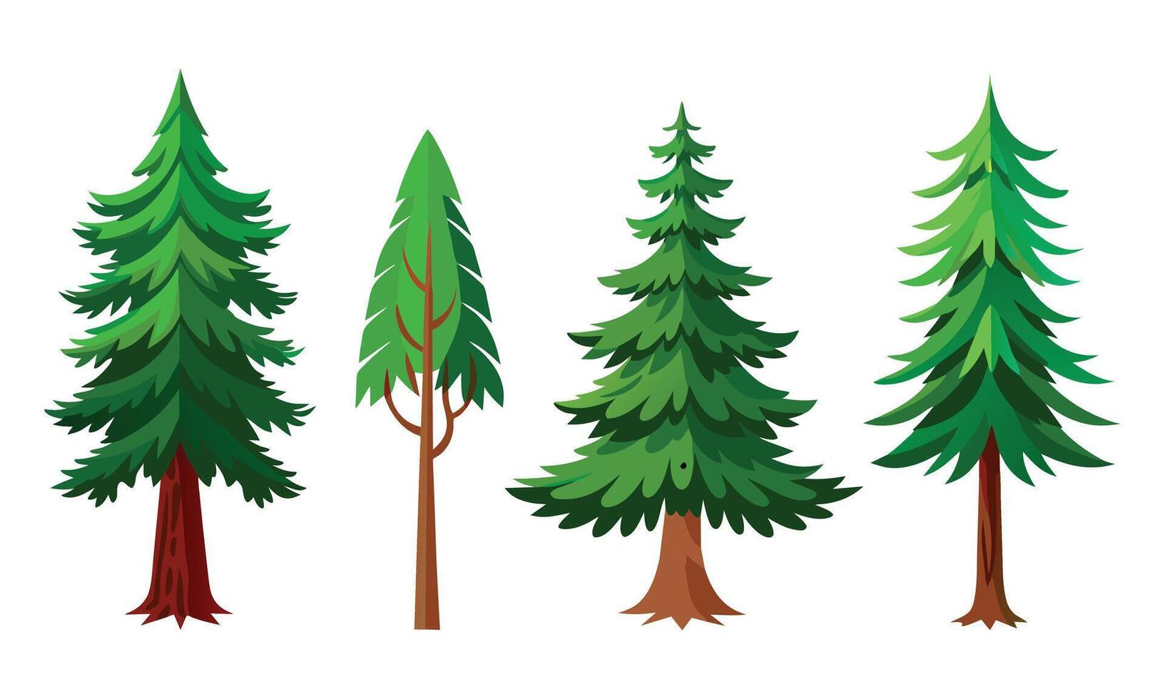 Pine tree isolated flat illustration on white background. vector