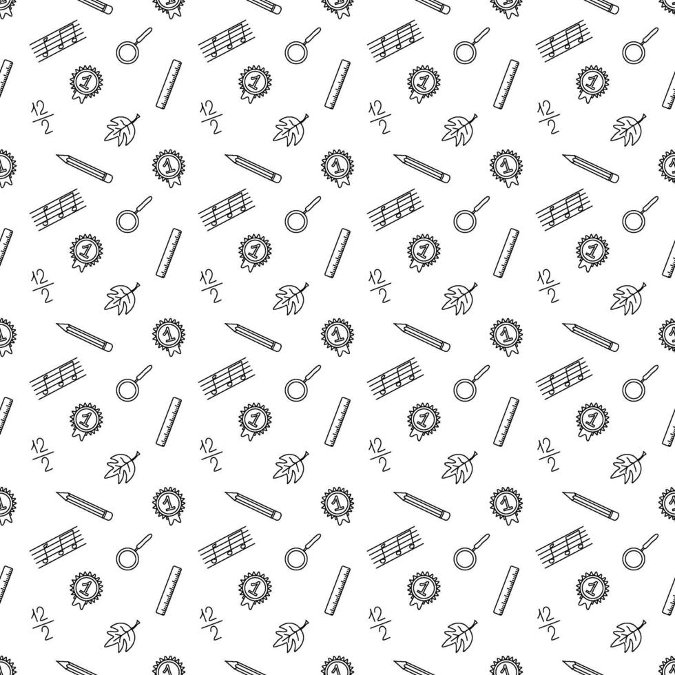 Seamless school pattern. Hand drawn doodle school background. Education illustration vector