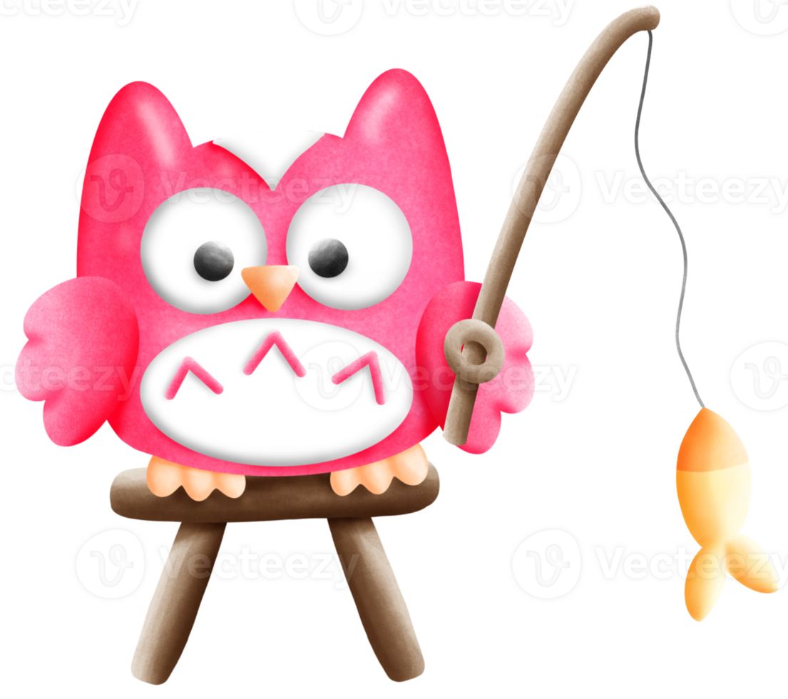 Fishing with the pink owl png