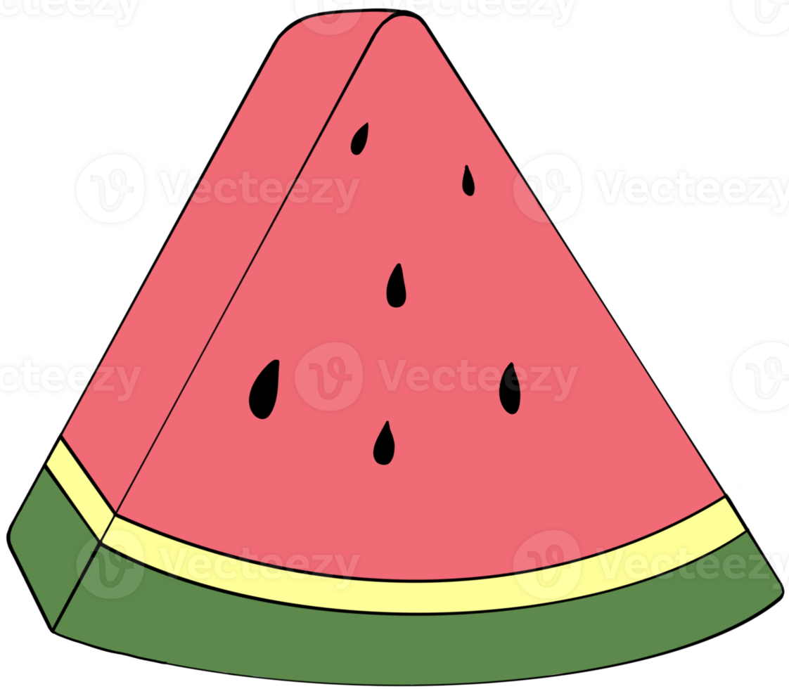 Watermelon cut into triangular pieces. png