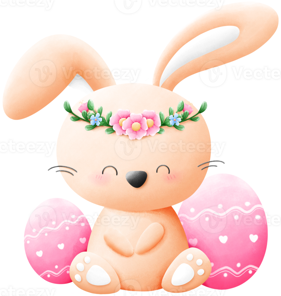 Easter bunny with eggs png