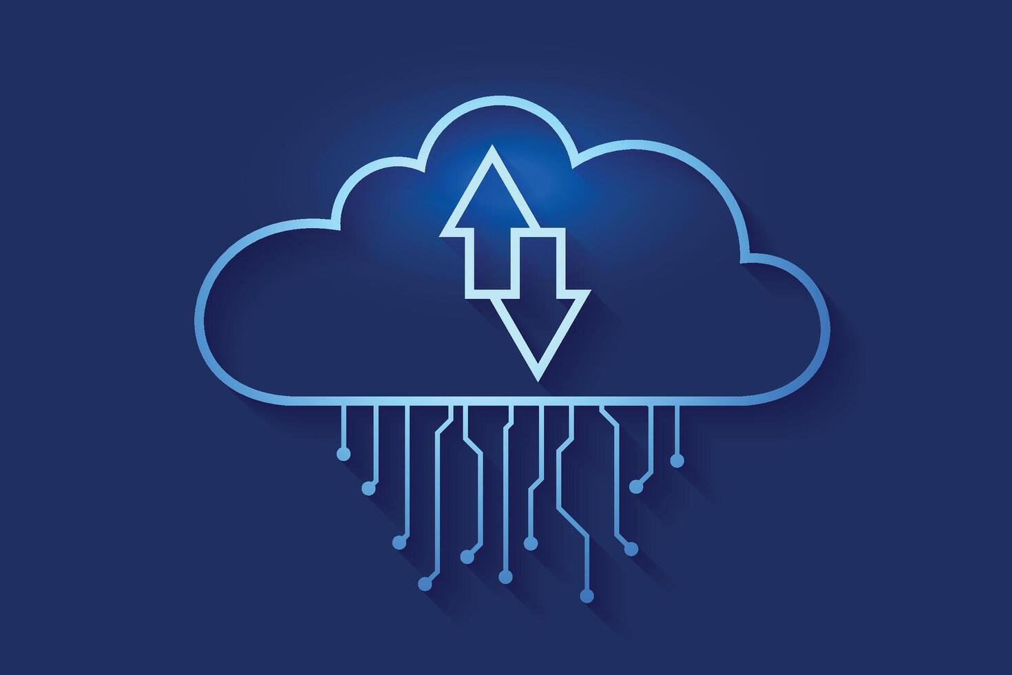 Cloud storage. A digital service or application that transfers data to a server or hosting service. Data transfer protection and data center connection network. Web-based cloud. illustration vector