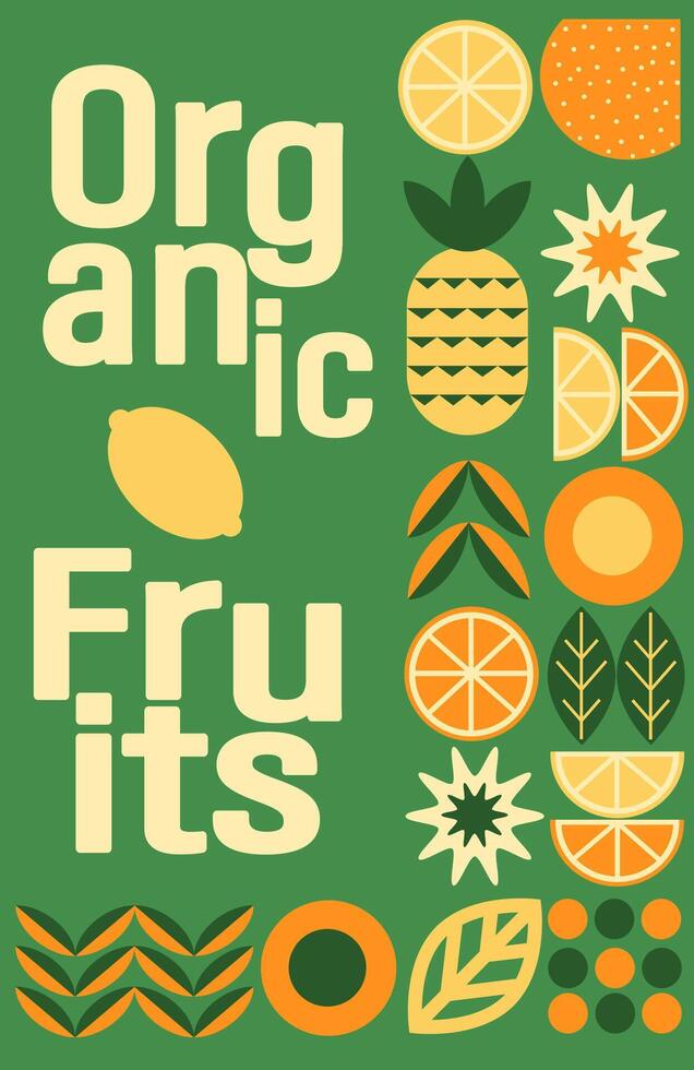 Abstract geometric fruit pattern. Shapes of natural organic flower plants, eco-agriculture citrus. minimal illustration vector