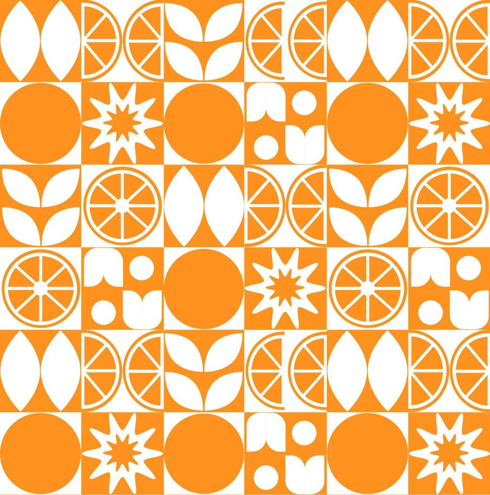 Abstract geometric fruit pattern. Shapes of natural organic flower plants, eco-agriculture citrus. minimal illustration vector