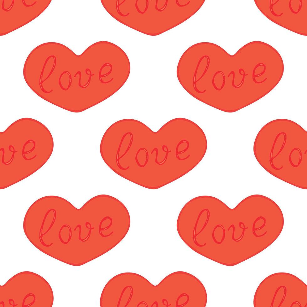 Seamless pattern with hand drawn heart doodle for decorative print, wrapping paper, greeting cards and fabric vector