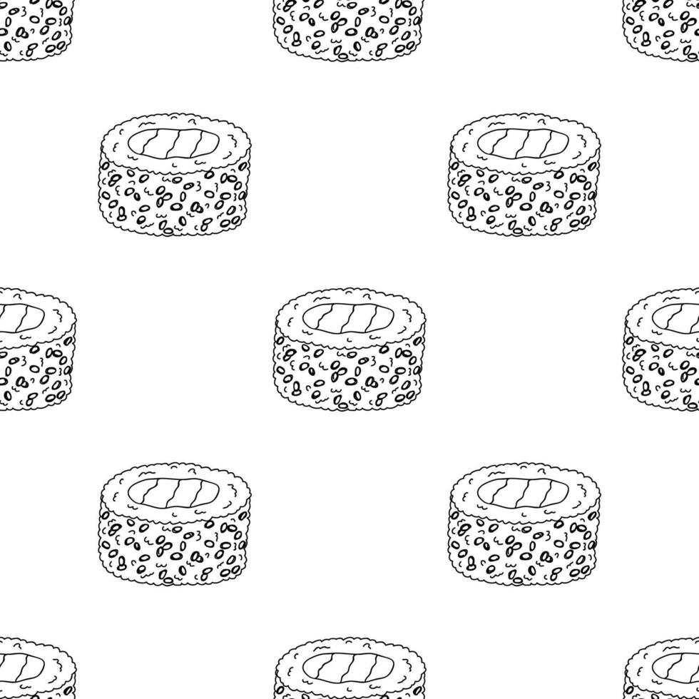 Seamless pattern with sushi roll for decorative print, wrapping paper, menu, wallpaper and fabric vector