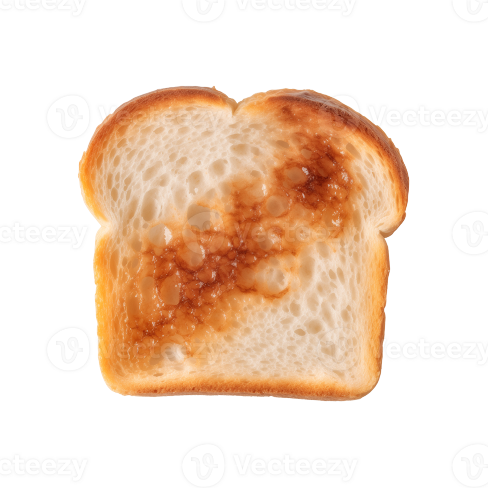 a slice of toast bread isolated on a transparent background, top view png