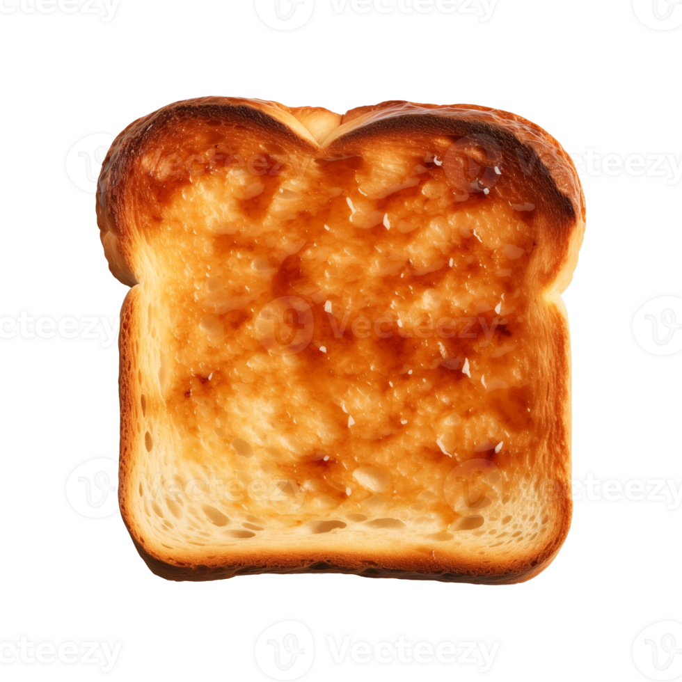 a slice of toast bread isolated on a transparent background, top view png